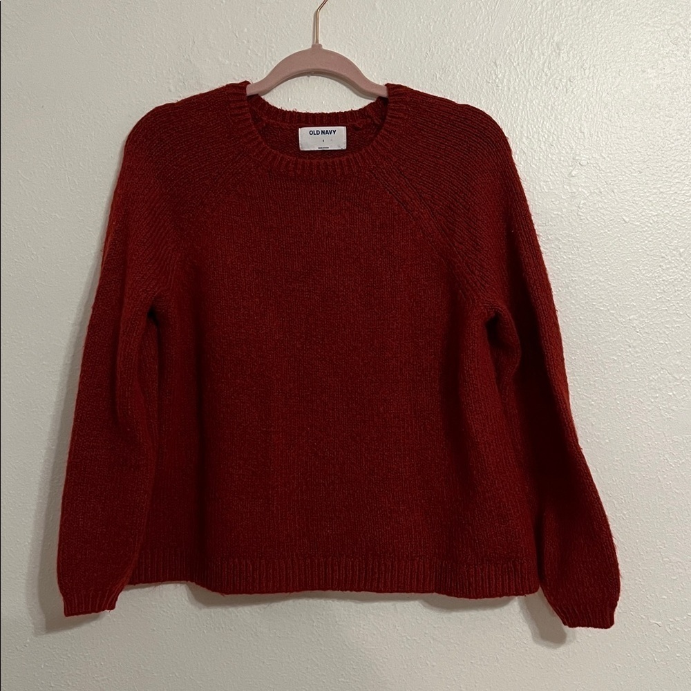 Old Navy Size S Burgundy Crew Neck Knit Pullover Sweater Cabin Gorpcore Casual